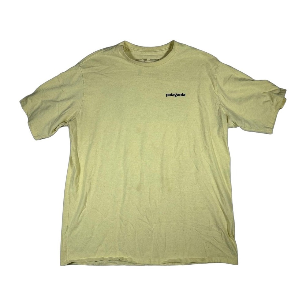 Patagonia Responsibili Tee Regular Fit L Yellow Short Sleeve Graphic T Mens
